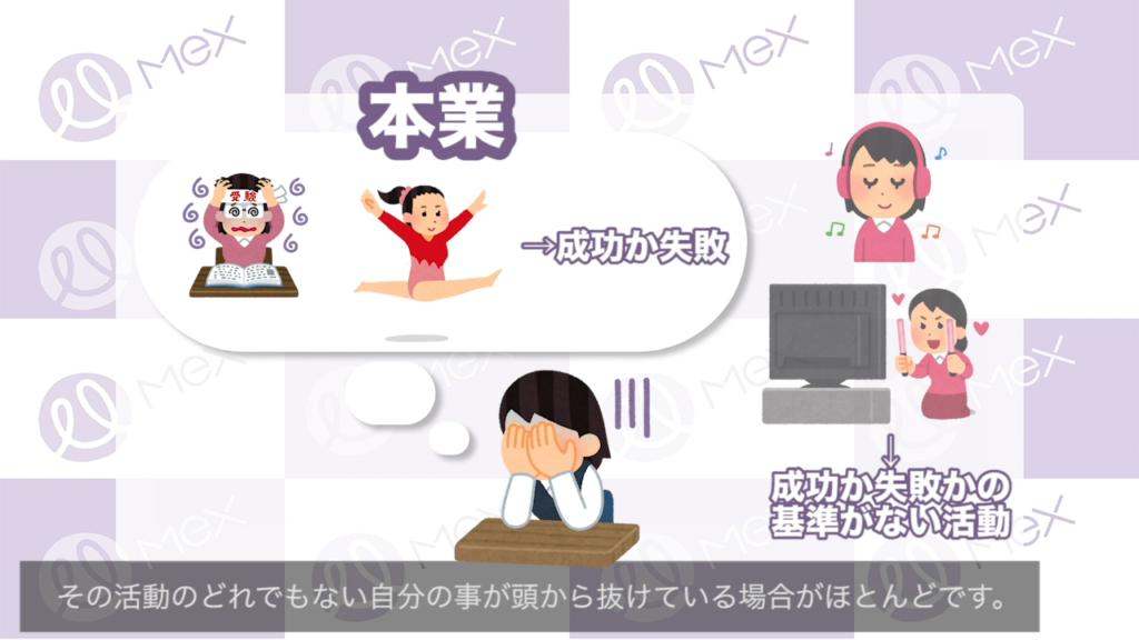 本業→成功するか、失敗するか
本業以外で自分に良い影響を与えてくれること→成功か失敗かの基準がない活動