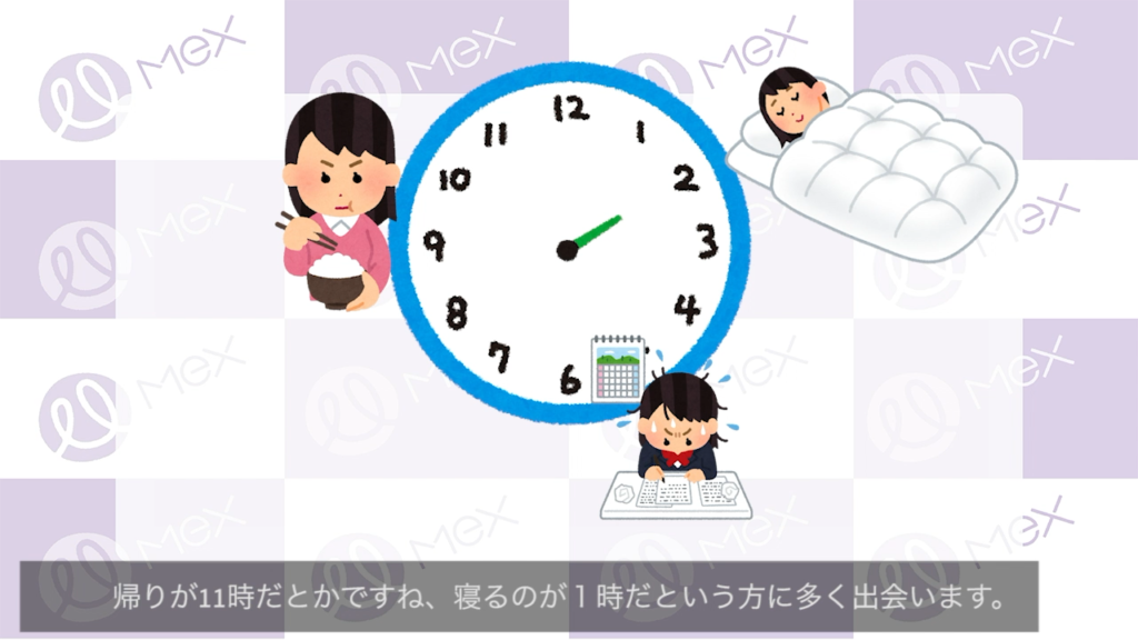 受験生だと、学校の後に部活や塾があって、帰りが23時、寝るのが１時という場合も。自分のタイムスケジュールの中に、「本業以外の自分に良い影響を与えること」がない可能性がある。
